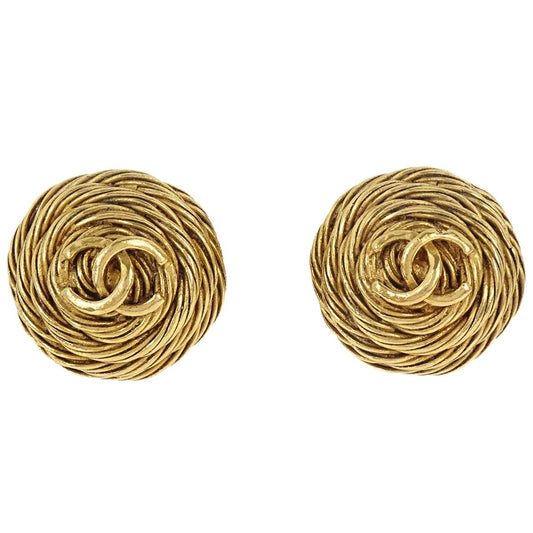 Chanel Vintage CC Round Clip-On Metal Small