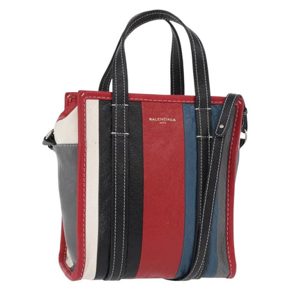Balenciaga Bazar Convertible Tote Striped Leather XS