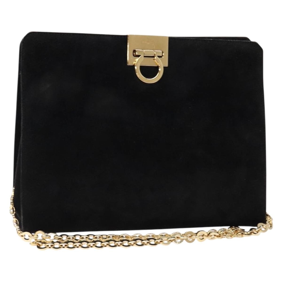 Salvatore Ferragamo Gancini Chain Shoulder Bag Suede Product Image