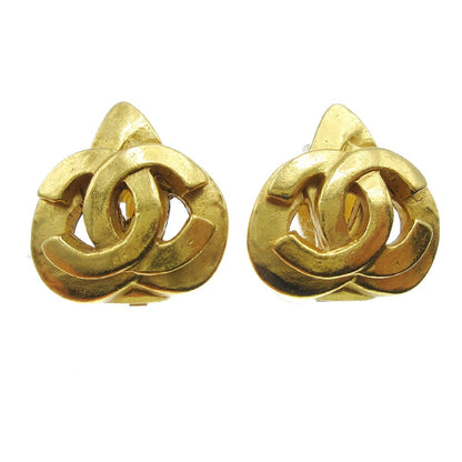 Chanel Vintage CC Heart Clip-On Earrings Metal Small