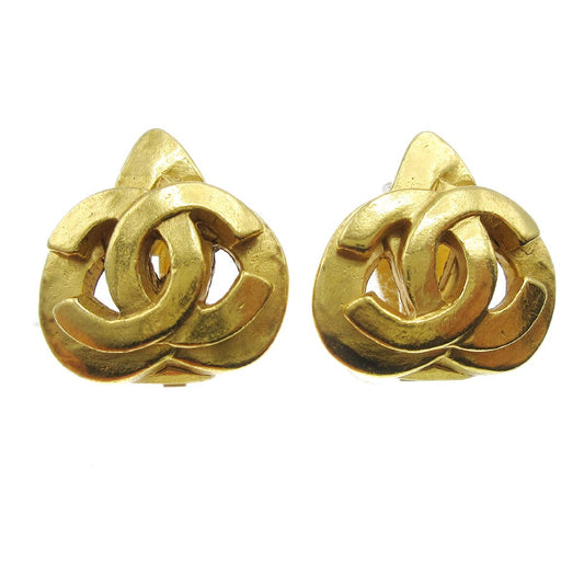 Chanel Vintage CC Heart Clip-On Earrings Metal Small