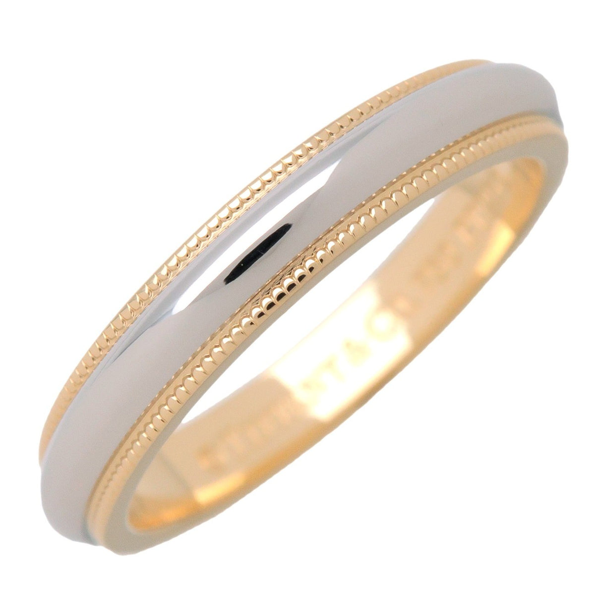 Tiffany & Co. Two-Tone Milgrain Wedding Band Platinum and 18K Yellow Gold Narrow