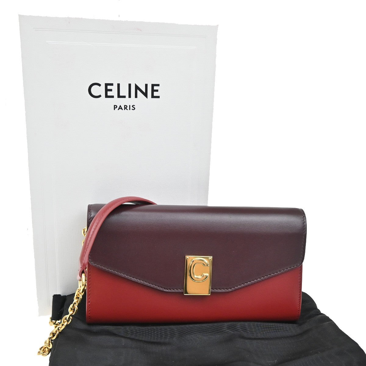 Celine C Wallet on Chain Leather medium