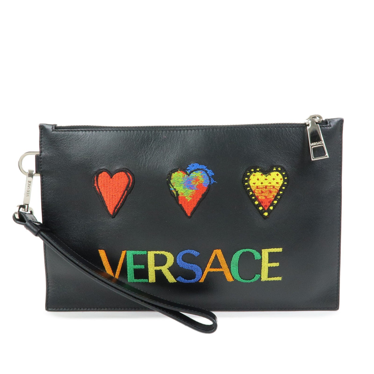 Versace Wristlet Printed Leather Medium