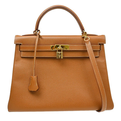 Hermes Kelly Brown Courchevel with Gold Hardware 32