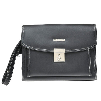 Saint Laurent Front Logo Plaque Convertible Clutch Leather Medium