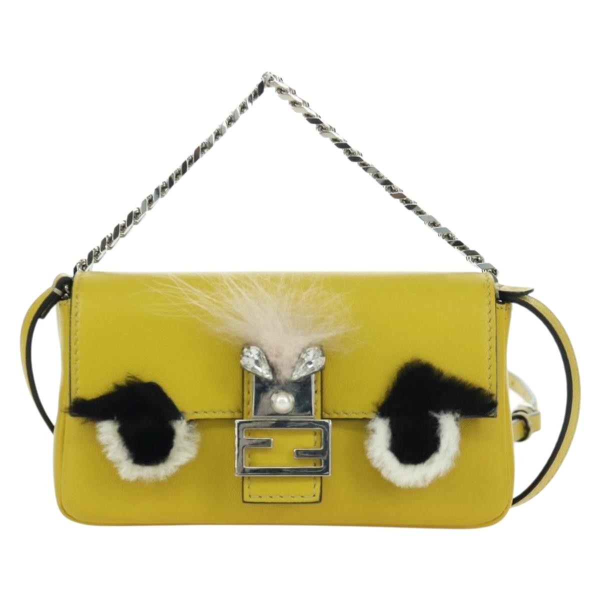Fendi Monster Baguette Leather and Fur Micro