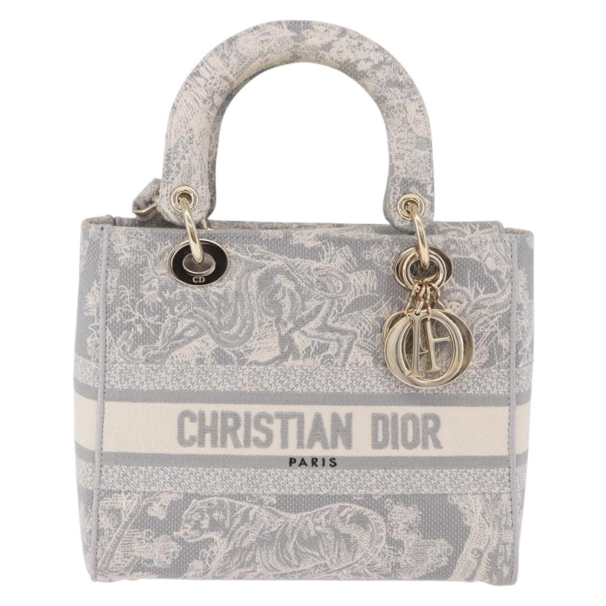 Christian Dior Lady Dior Embroidered Canvas Medium
