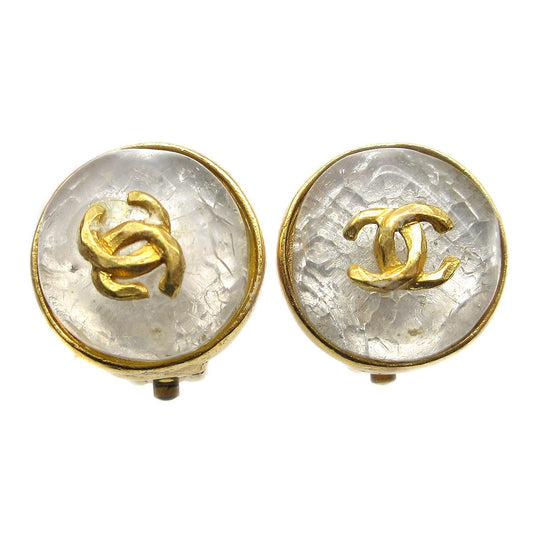 Chanel Vintage CC Round Button Clip-On Earrings Metal Product Image