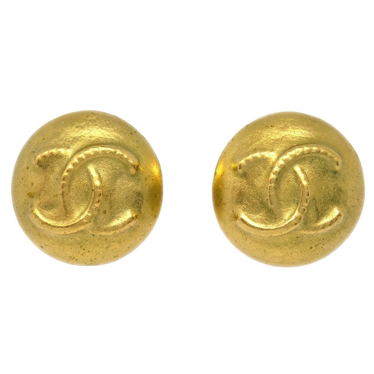 Chanel Vintage CC Round Clip-On Earrings Metal Small