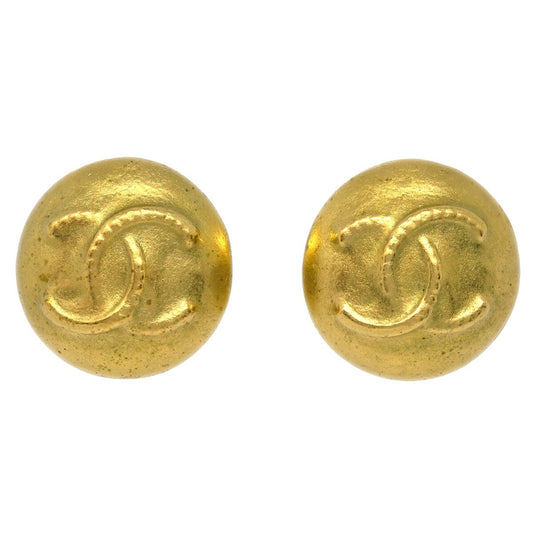 Chanel Vintage CC Round Clip-On Earrings Metal Small