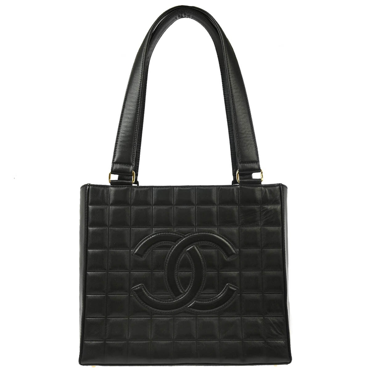 Chanel Chocolate Bar CC Tote Quilted Leather Small