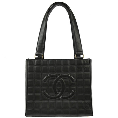 Chanel Chocolate Bar CC Tote Quilted Leather Small