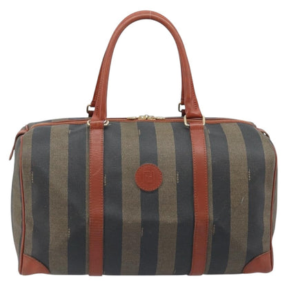 Fendi Vintage Pequin Boston Coated Canvas Large