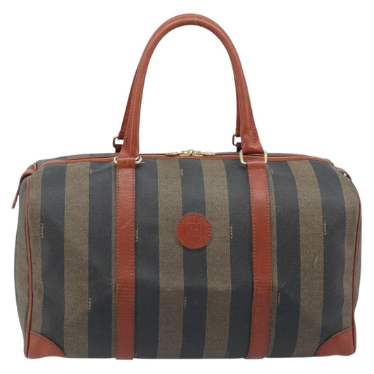 Fendi Vintage Pequin Boston Coated Canvas Large