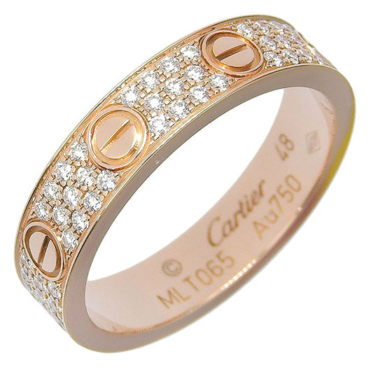 Cartier Love Wedding Band Pave Diamonds Ring 18K Yellow Gold and Diamonds Small
