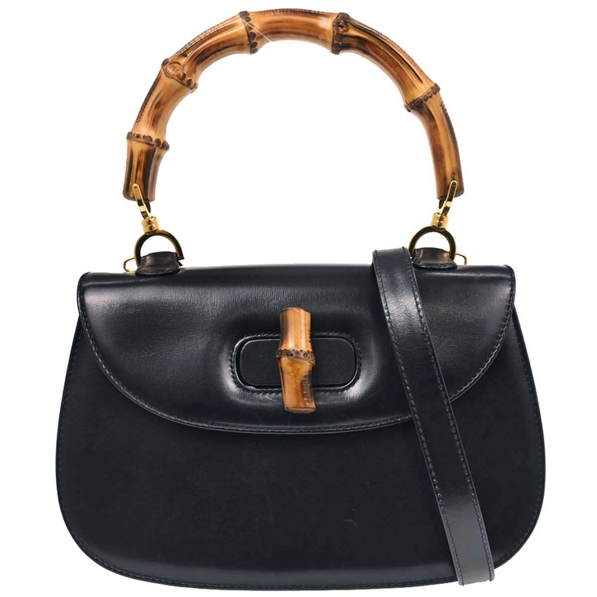 Gucci Vintage Convertible Bamboo Top Handle Leather Medium