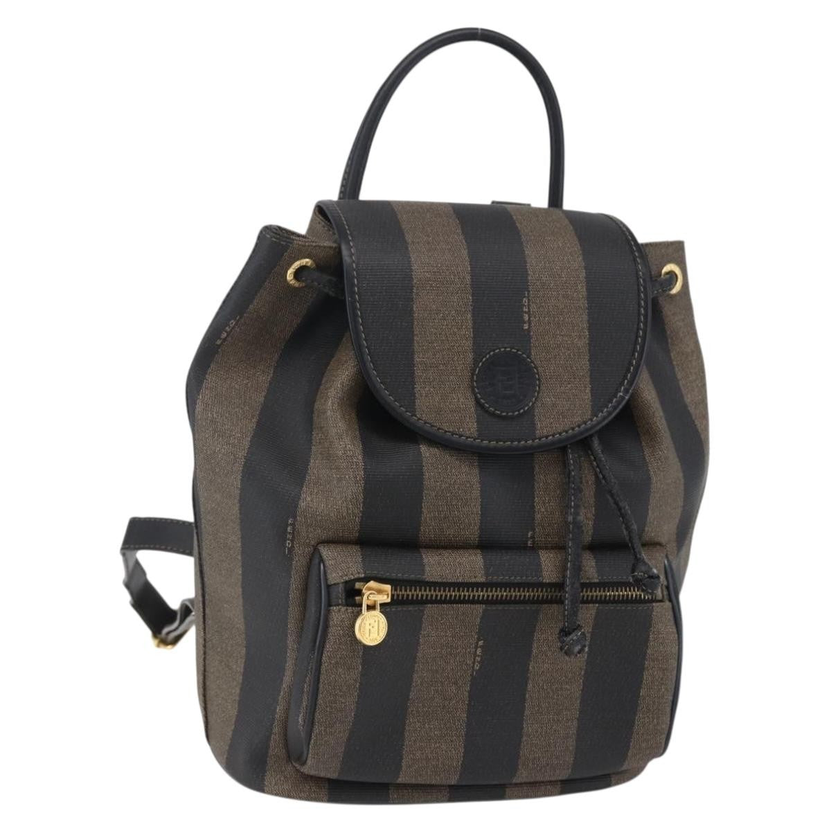 Fendi Vintage Pequin Logo Coated Canvas Small