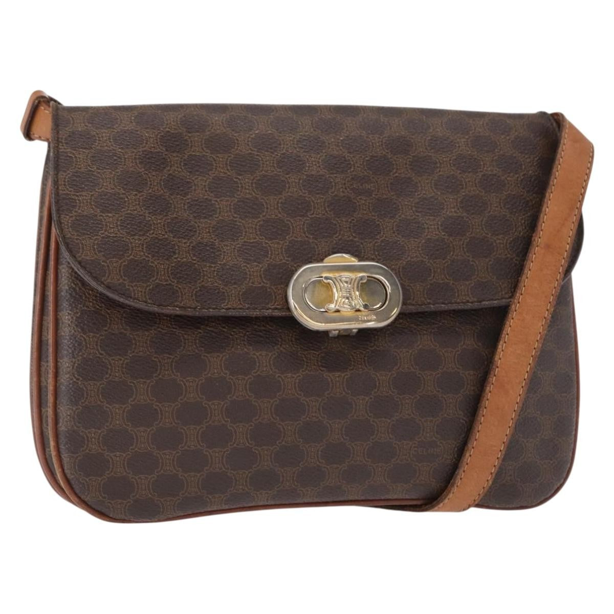 Celine Vintage Macadam Shoulder Bag Canvas Medium