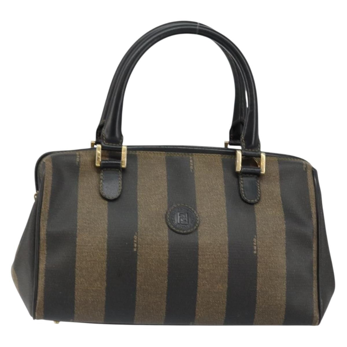 Fendi Vintage Pequin Boston Bag Coated Canvas Medium