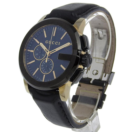 Gucci 101G Chronograph Quartz Watch Stainless Steel and Guccissima Leather with Diamond Markers 44