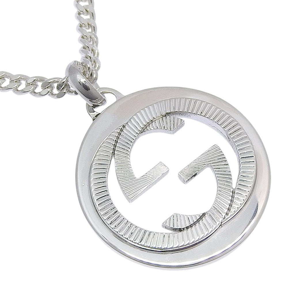 Gucci Engraved Interlocking G Chain Link Pendant Sterling Silver Large