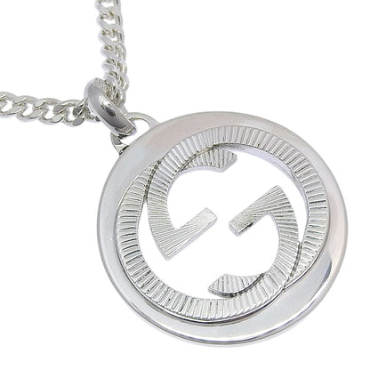 Gucci Engraved Interlocking G Chain Link Pendant Sterling Silver Large