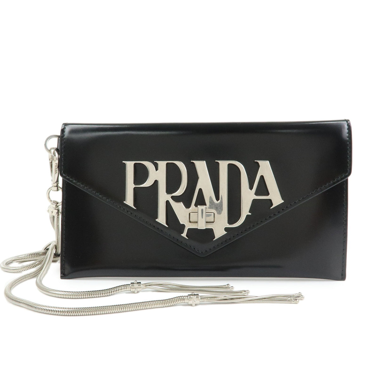 Prada Envelope Logo Clutch Spazzolato Leather Product Image