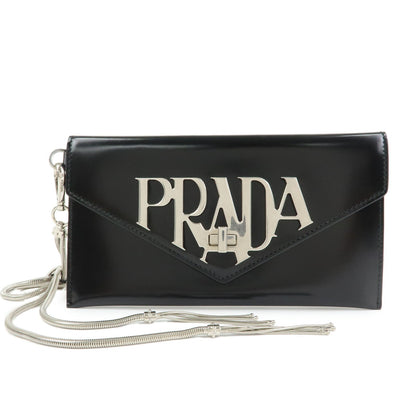 Prada Envelope Logo Clutch Spazzolato Leather Product Image
