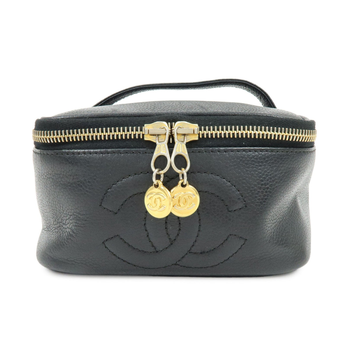 Chanel Vintage Timeless Cosmetic Case Caviar Small