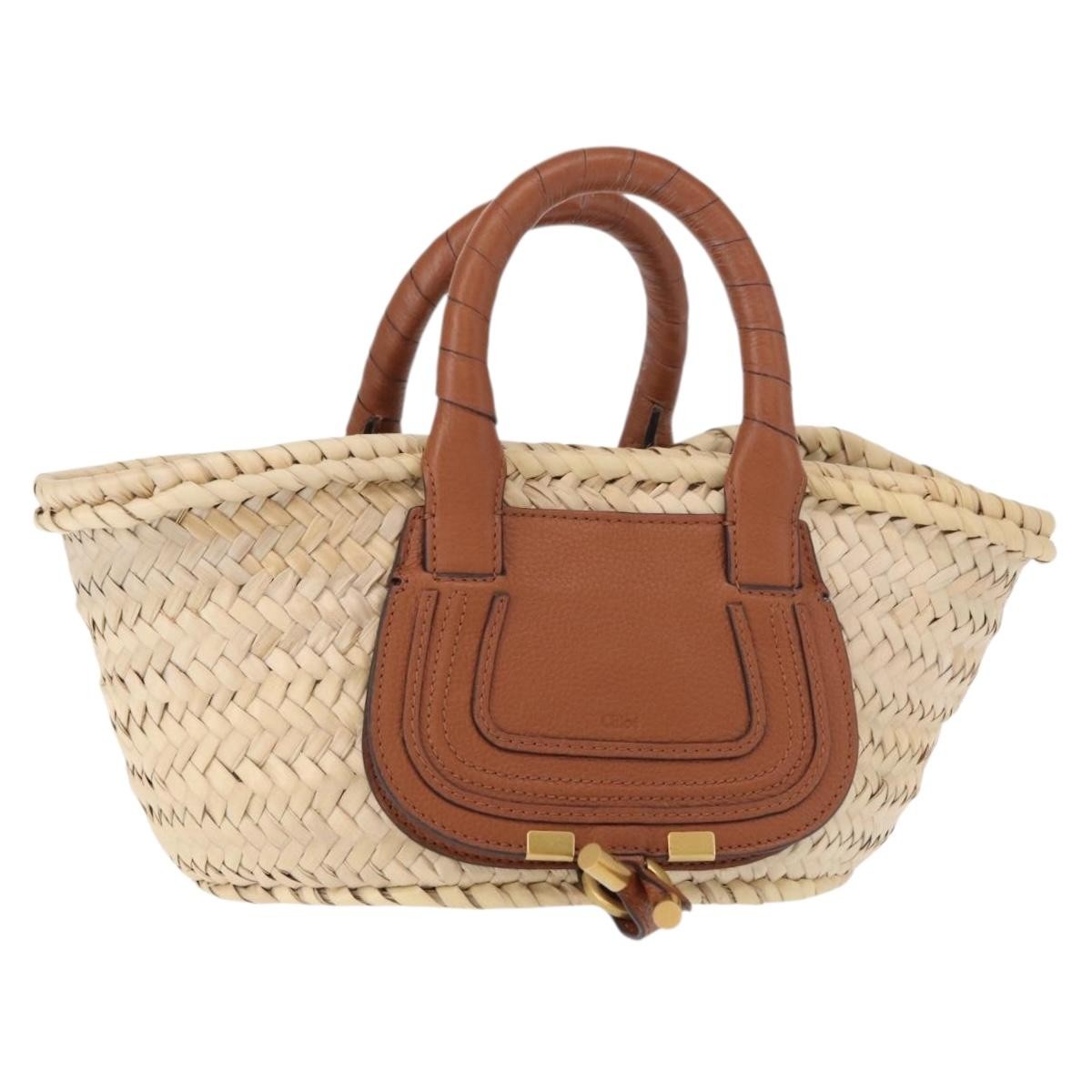Chloe Marcie Basket Bag Raffia and Leather Mini