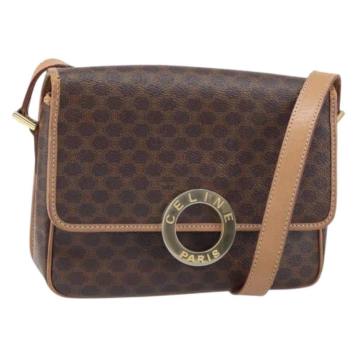 Celine Vintage Macadam Circle Logo Shoulder Bag Canvas and Leather Product Image