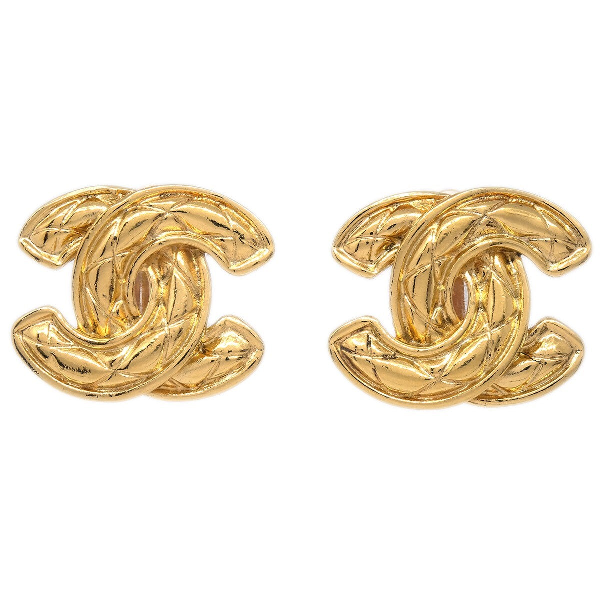Chanel CC Clip-On Quilted Metal Product Image