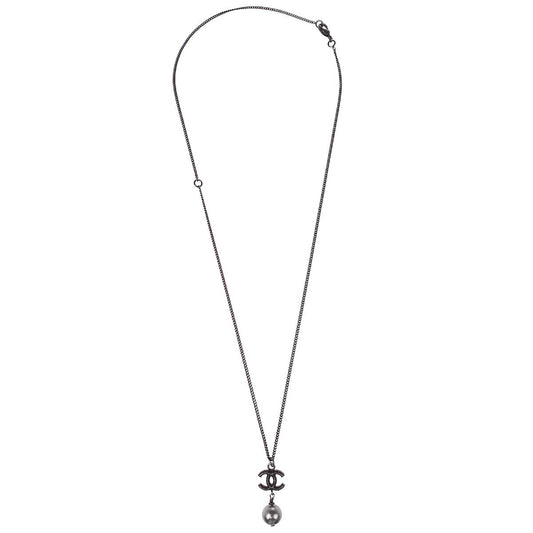 Chanel Vintage CC Pendant Necklace Metal Product Image