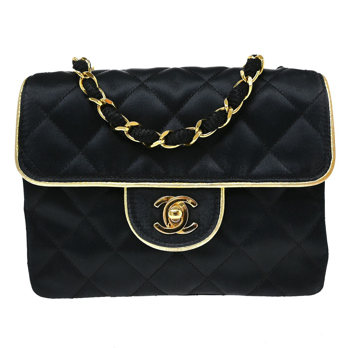 Chanel Vintage Square Classic Single Flap Quilted Satin Mini