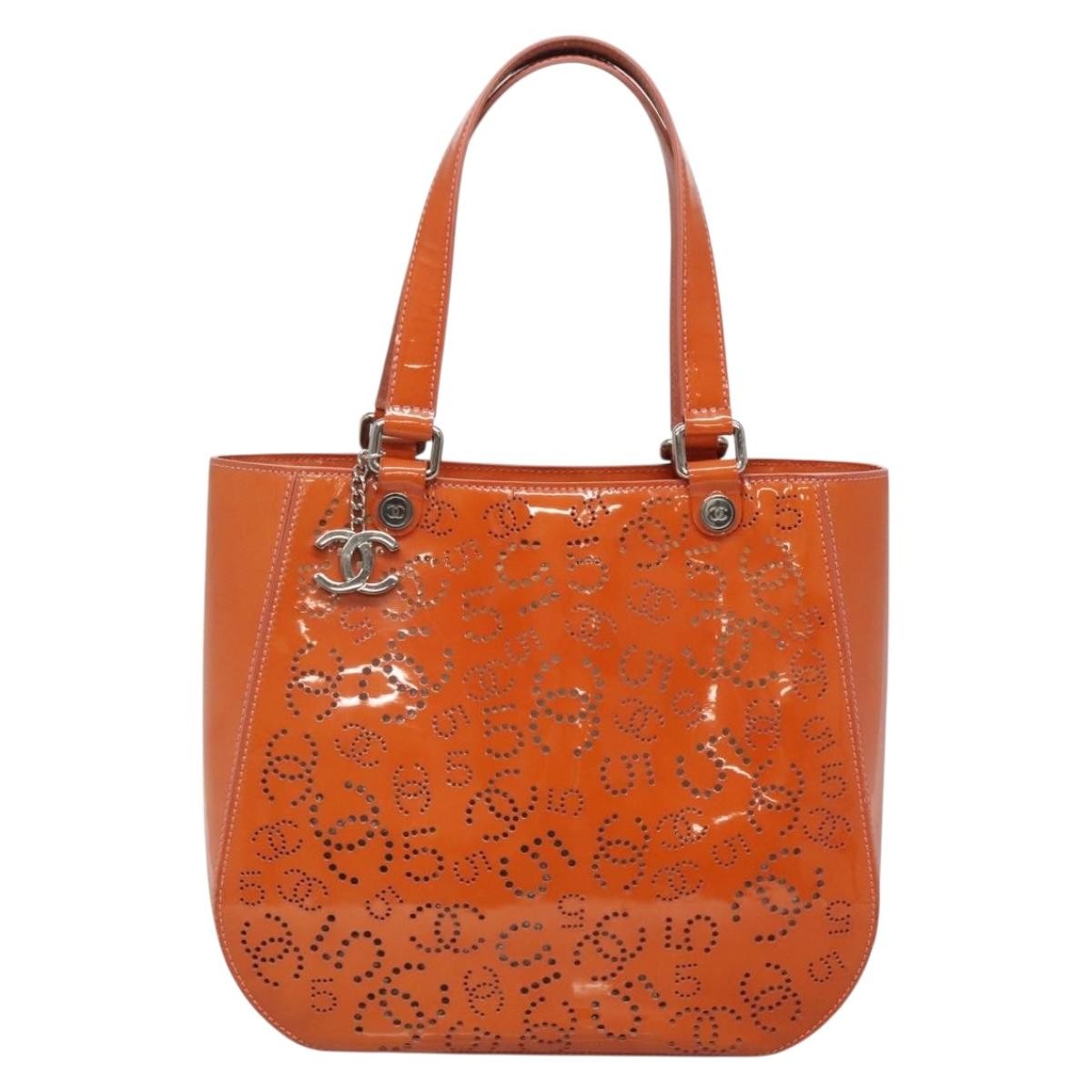 Chanel CC No.5 Shopping Tote Perforated Patent Medium