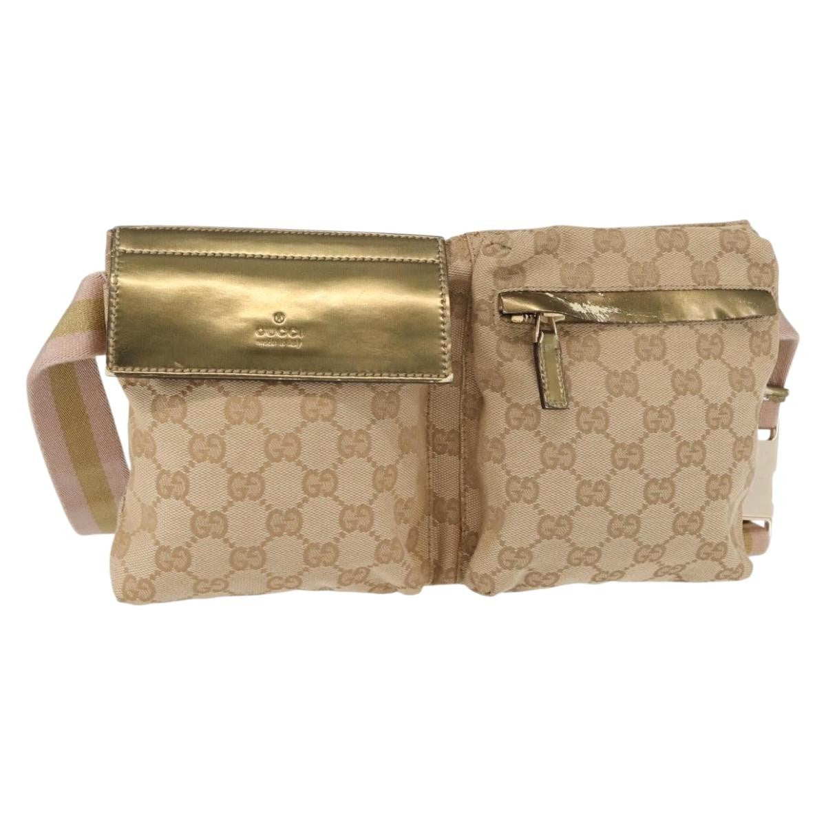 Gucci Vintage Double Belt Bag GG Coated Canvas with Leather Product Image