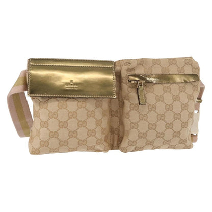 Gucci Vintage Double Belt Bag GG Coated Canvas with Leather Product Image
