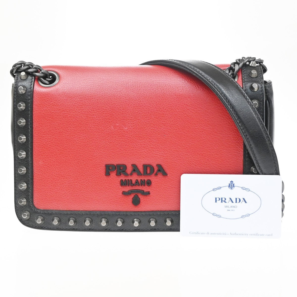 Prada Chain Flap Bag Studded Glace Calf Product Image