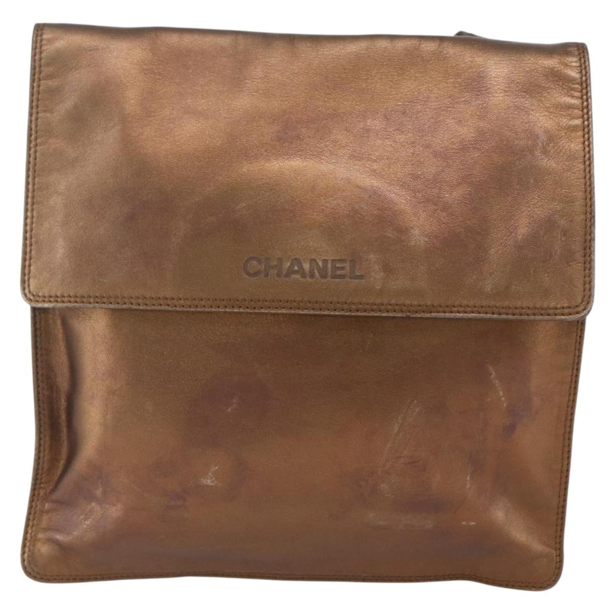 Chanel Vintage Logo Flap Messenger Bag Leather Medium