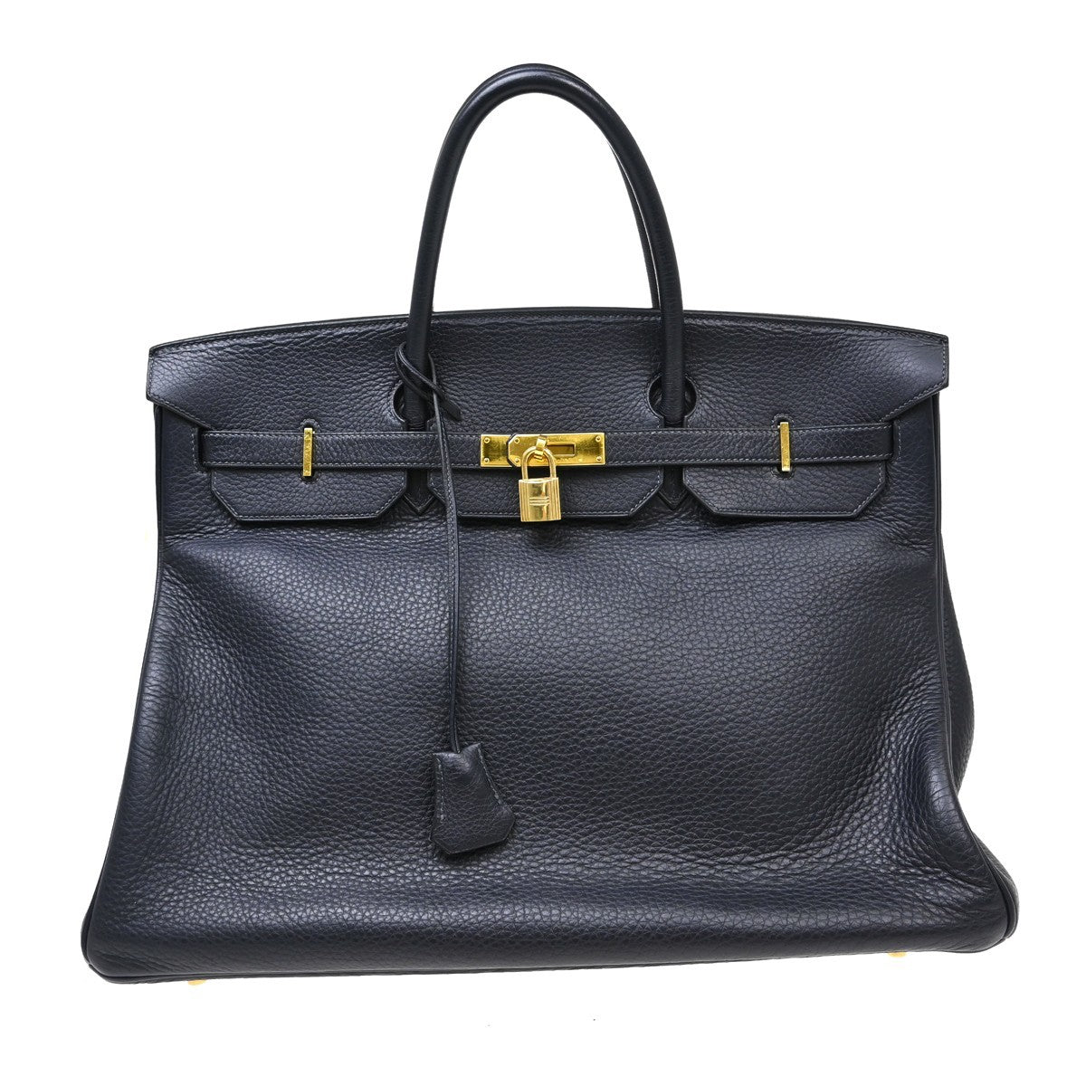 Hermes Birkin Handbag Grey Clemence with Gold Hardware 40