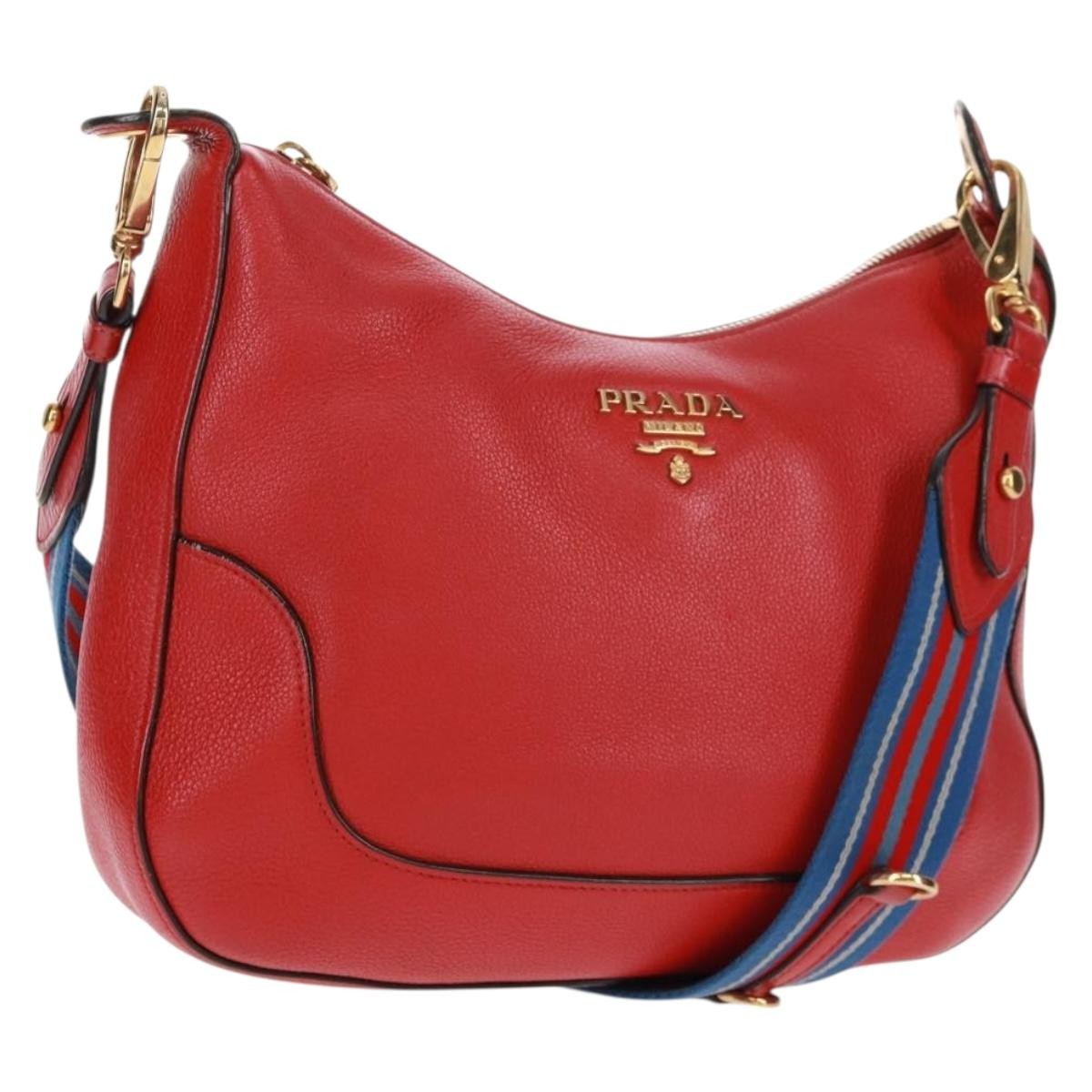 Prada Striped Strap Zip Hobo Vitello Daino Medium