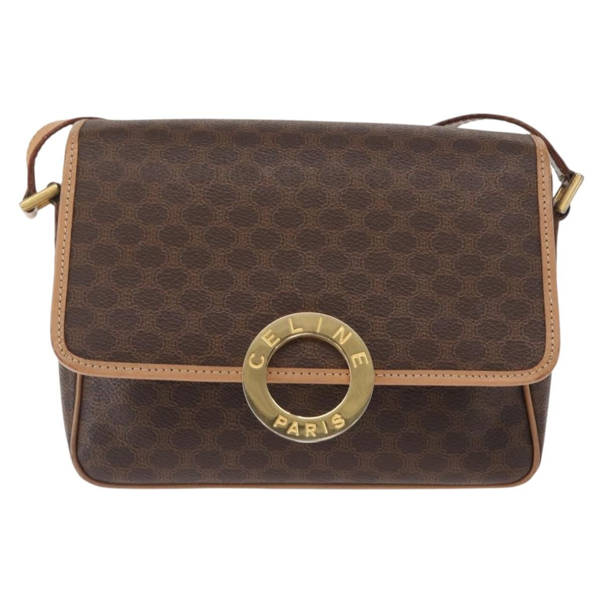 Celine Vintage Macadam Circle Logo Canvas and Leather Product Image