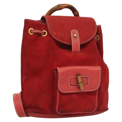 Gucci Vintage Bamboo Backpack Suede Small