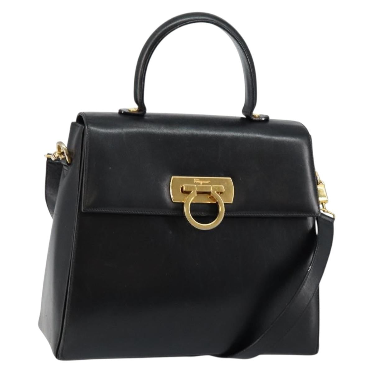 Salvatore Ferragamo Gancini Convertible Top Handle Bag Leather Medium