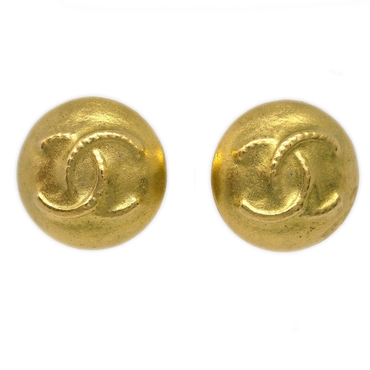 Chanel Vintage CC Round Button Clip-On Earrings Metal Product Image