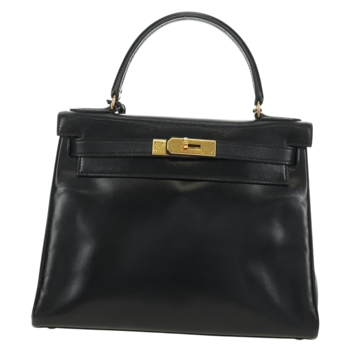 Hermes Kelly Black Box Calf with Gold Hardware 28