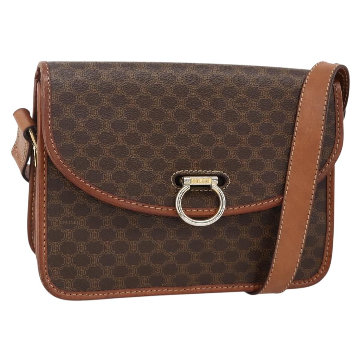 Celine Vintage Macadam Shoulder Bag Canvas and Leather Product Image