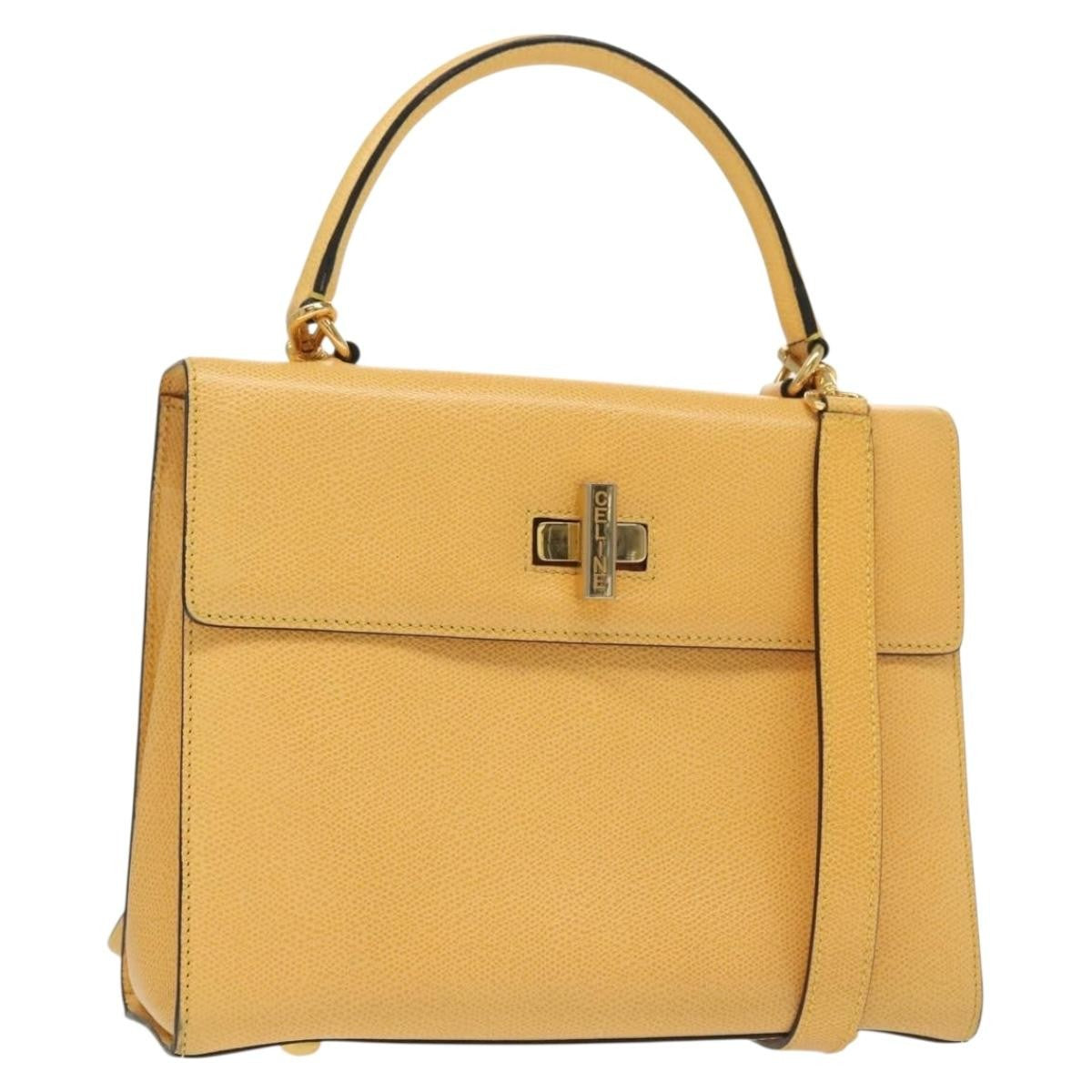 Celine Vintage Convertible Turnlock Top Handle Bag Leather Medium