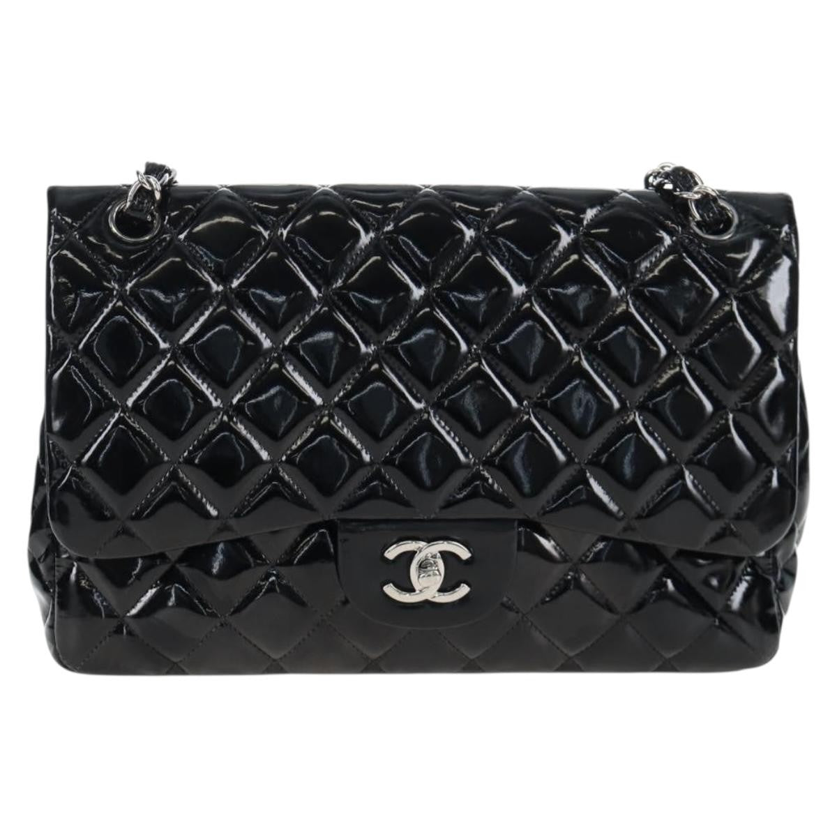 Chanel Vintage Classic Double Flap Quilted Patent Medium
